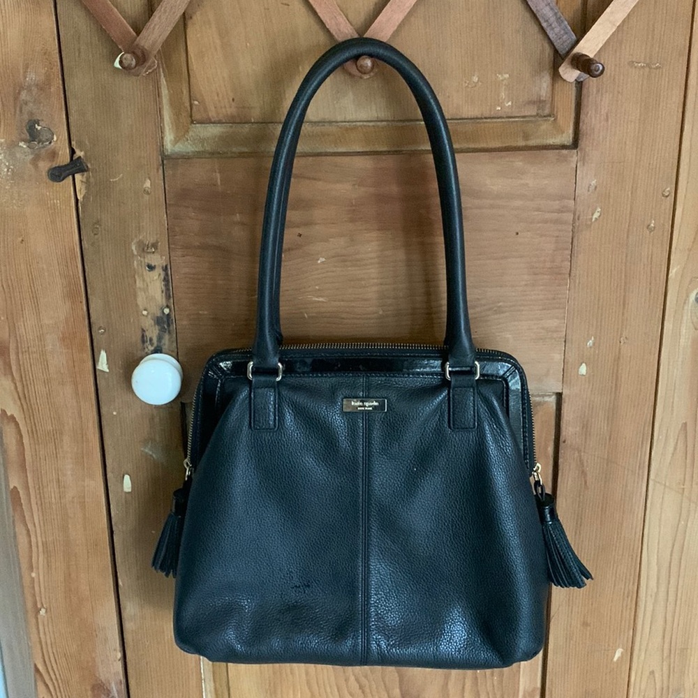 Sold!!** Kate Spade black cow leather satchel shoulder bag. Very GUC.